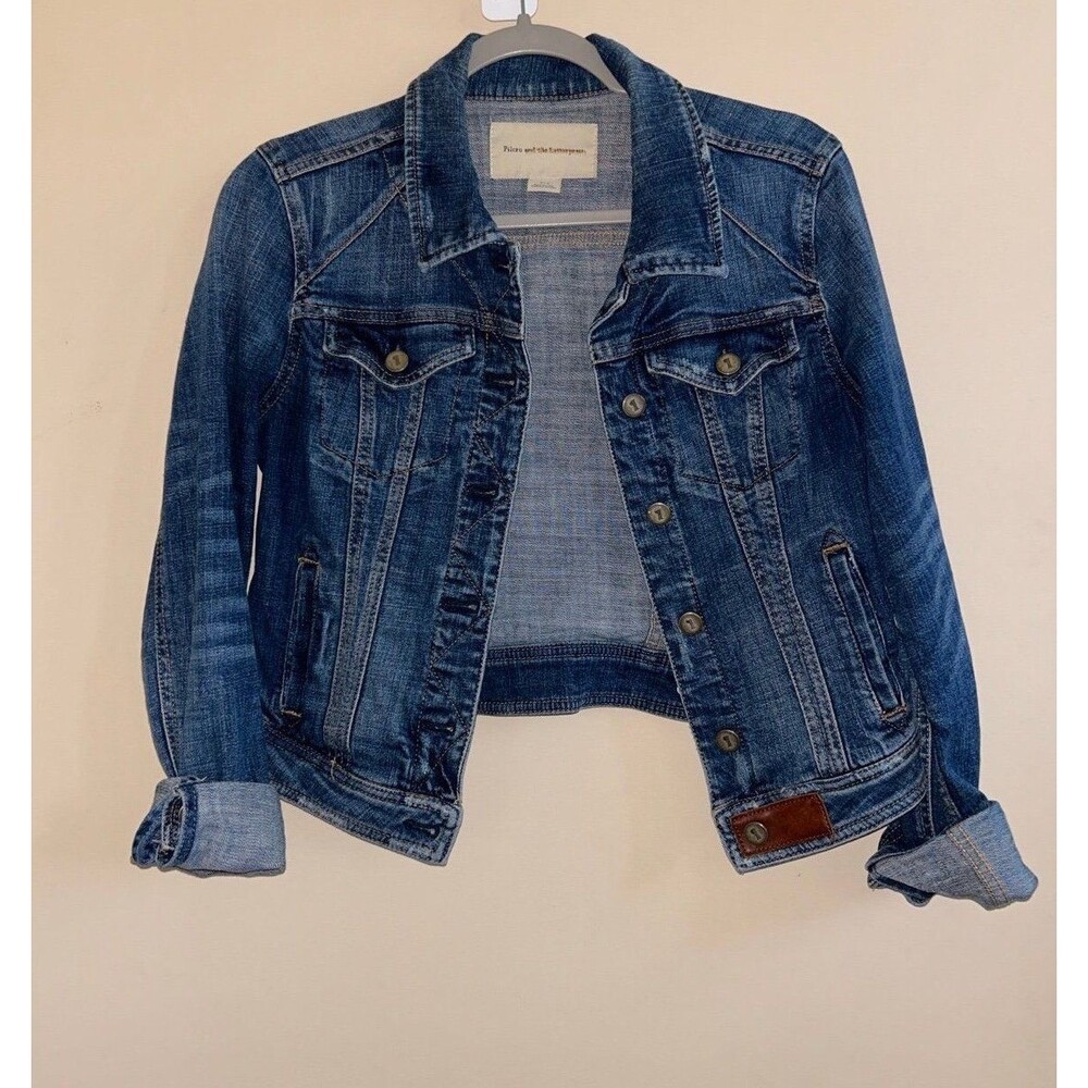 Anthropologie Pilcro & The Letterpress Size Small Cropped Premium Denim Jacket